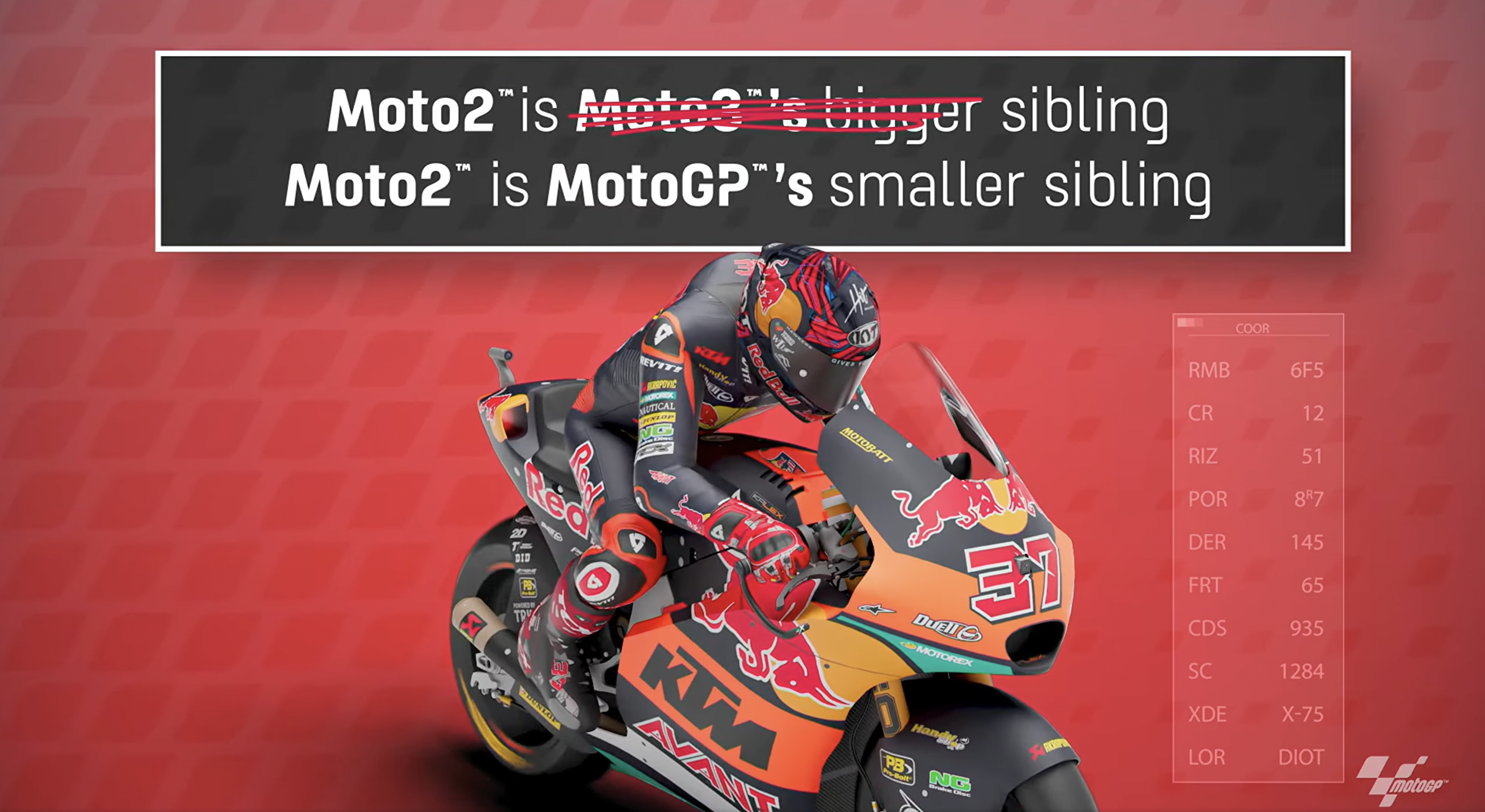 相較於Moto3，Moto2與MotoGP屬性較為類似